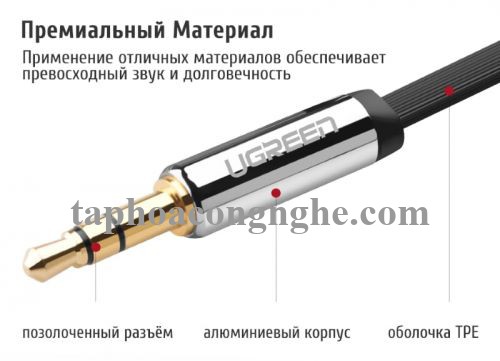 Ugreen 10731 5M màu Đen Cáp âm thanh 2 đầu 3.5mm dương dây dẹt 10731 30010731